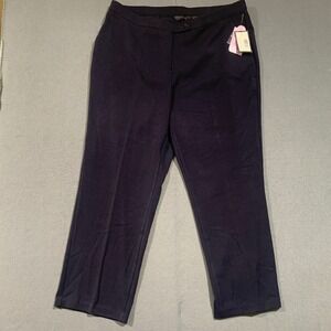 Investments II Madison Ave Navy Straight Leg Slim FX Pants Womens 18W Short NWT
